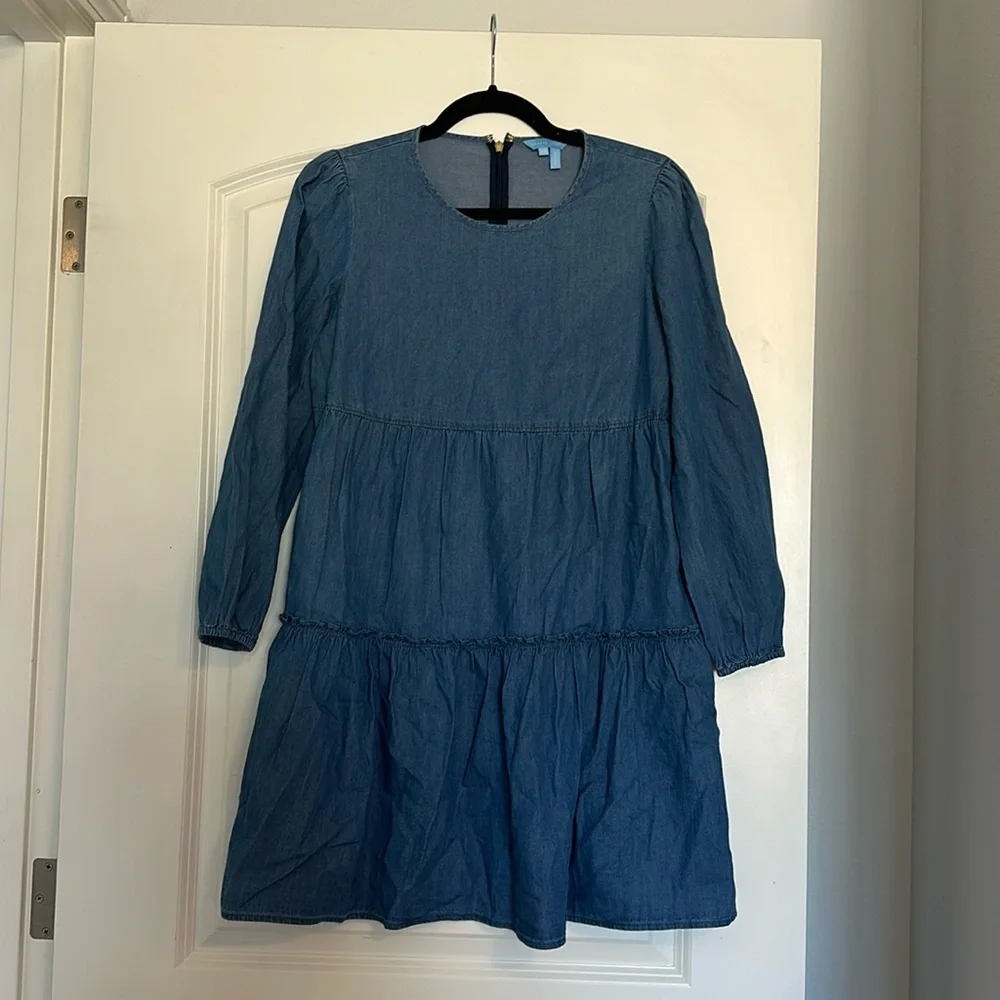 Draper James Tiered Chambray Dress - XS